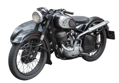 Vintage Motorcycle Black Isolated PNG with transparent background