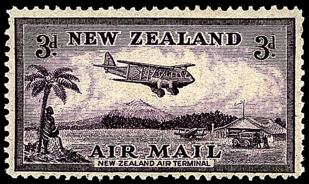 Vintage New Zealand Airmail Stamp PNG with transparent background