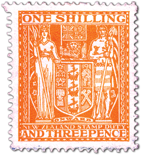 Vintage New Zealand One Shilling Stamp