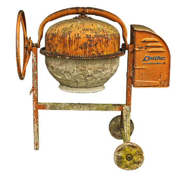 Vintage Orange Concrete Mixer PNG with transparent background