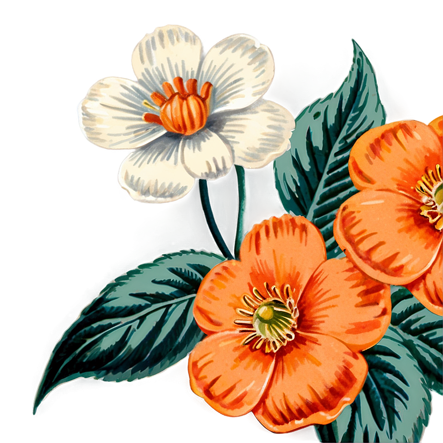 Vintage Orange Flower Png 75