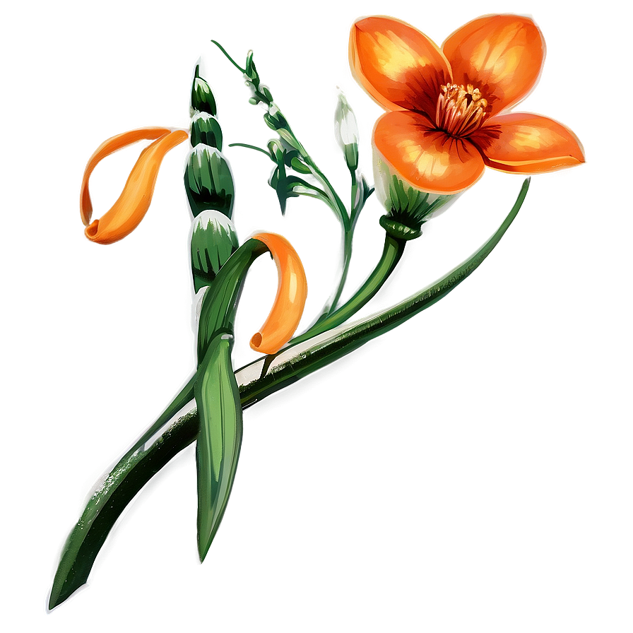 Vintage Orange Flower Png 85