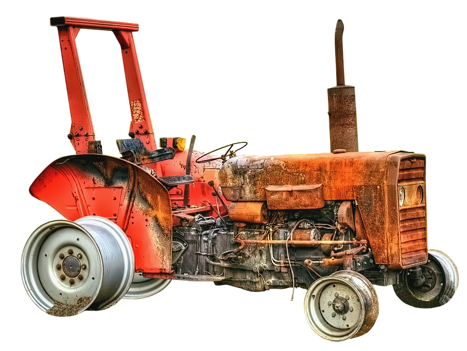 Vintage Orange Tractor PNG image with a transparent background, free high-resolution download