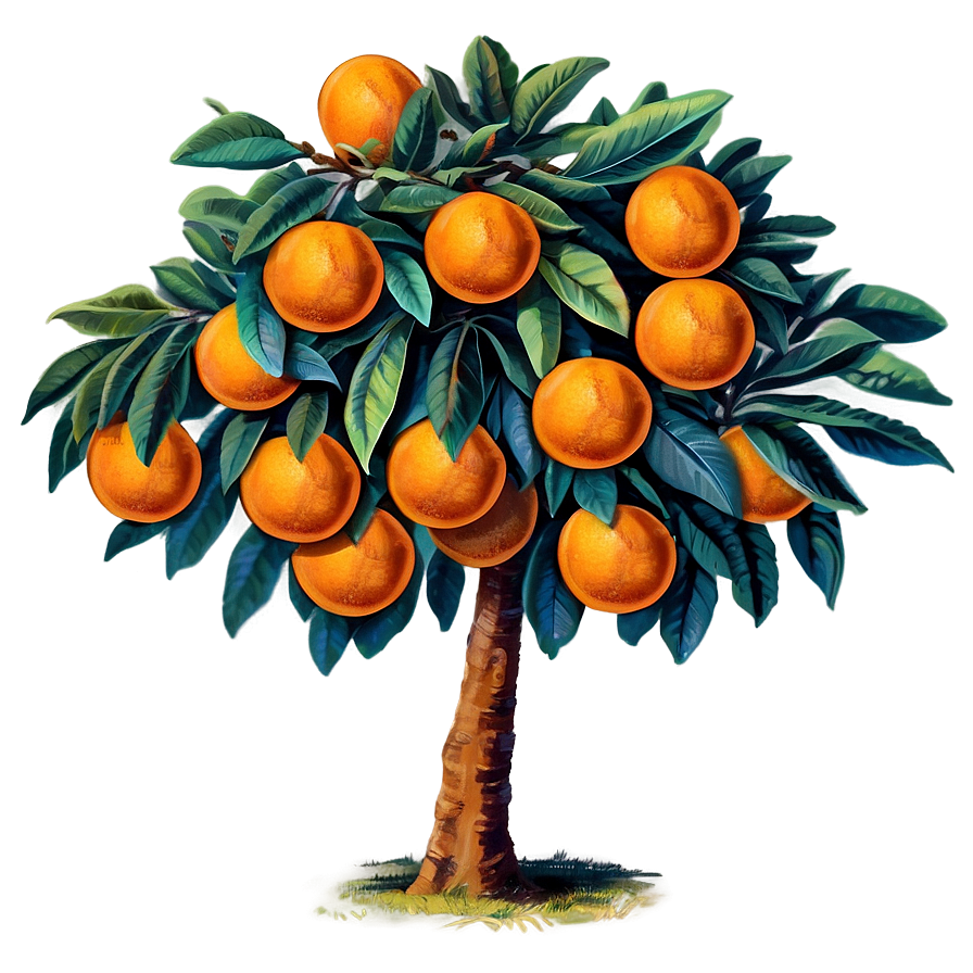 Vintage Orange Tree Png Hnu