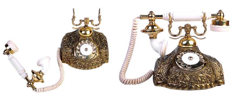 Vintage Ornate Telephone Set PNG with transparent background