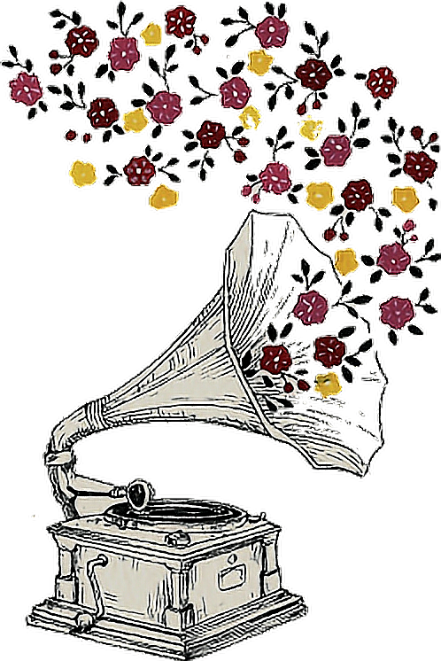 Vintage Phonograph Floral Melody