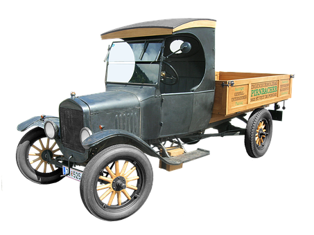 Vintage Pickup Truck Black Background PNG with transparent background