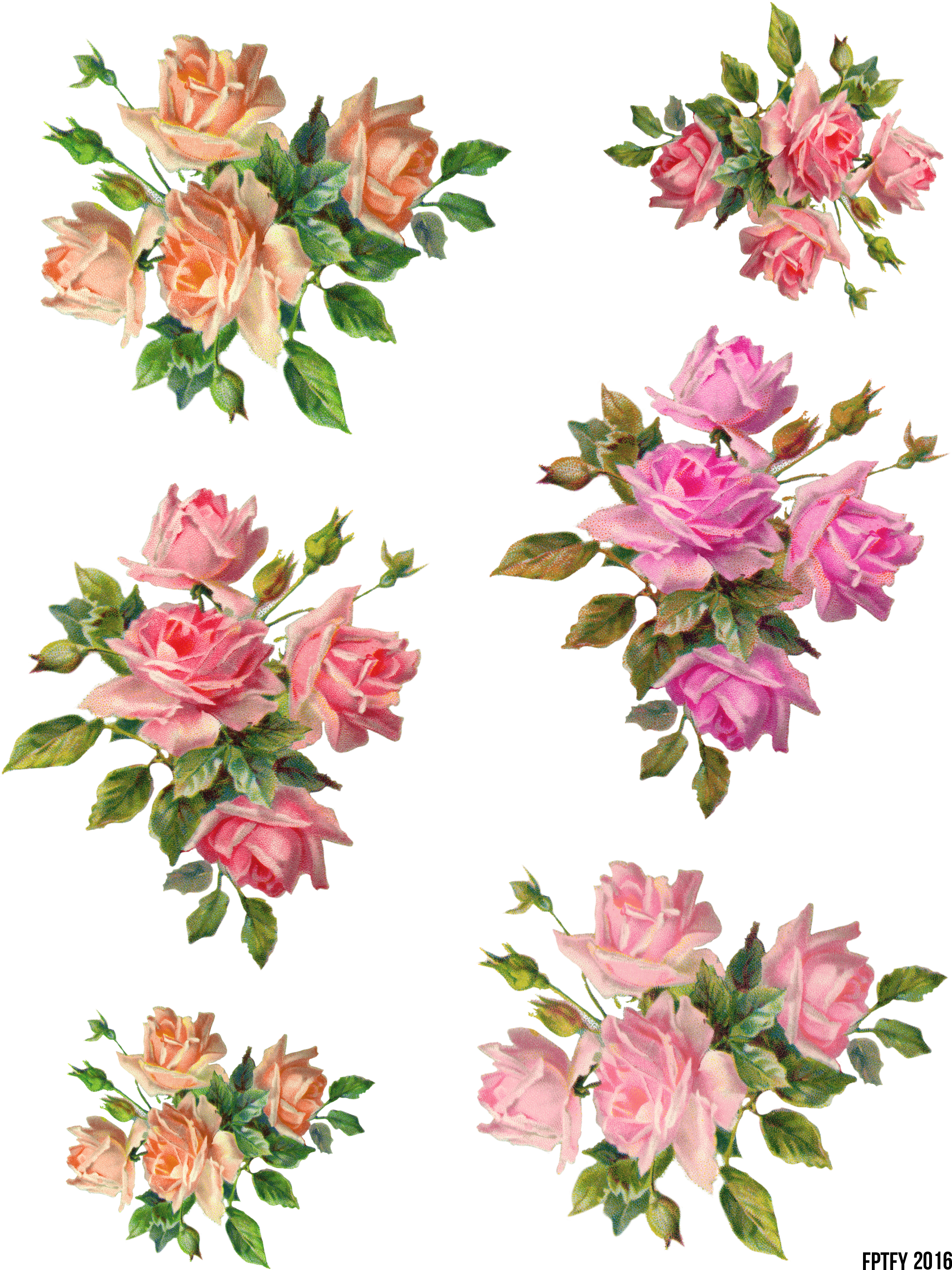 Pink Vintage Flowers Png, Transparent Png PNG with transparent background