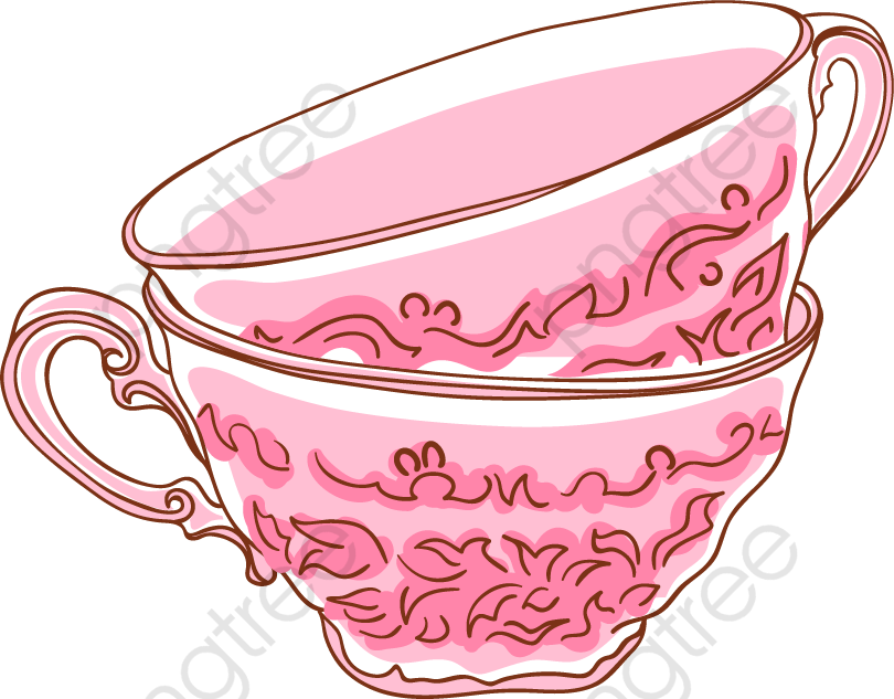 Vintage Pink Tea Cups Stacked