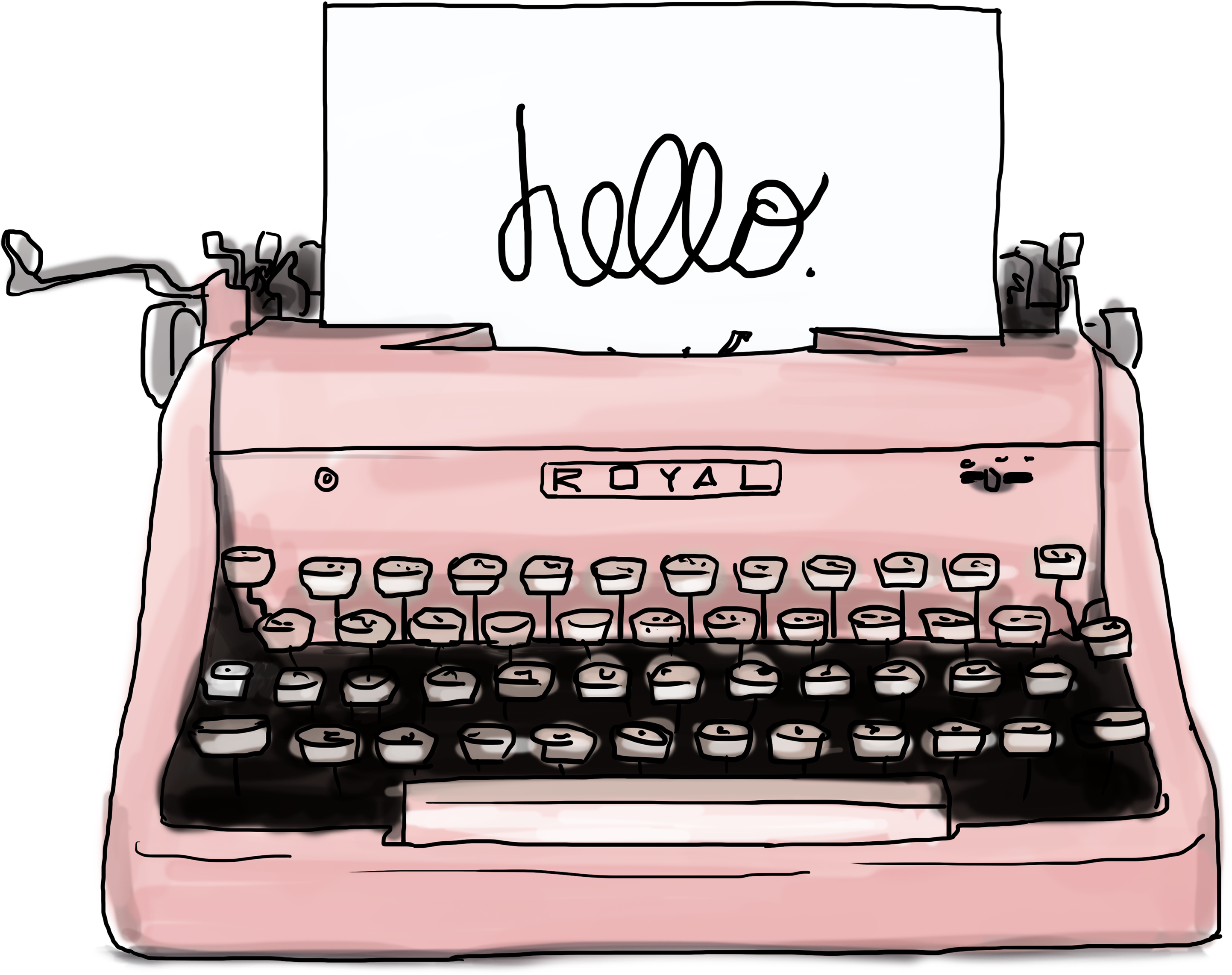 Vintage Pink Typewriter With Hello Message