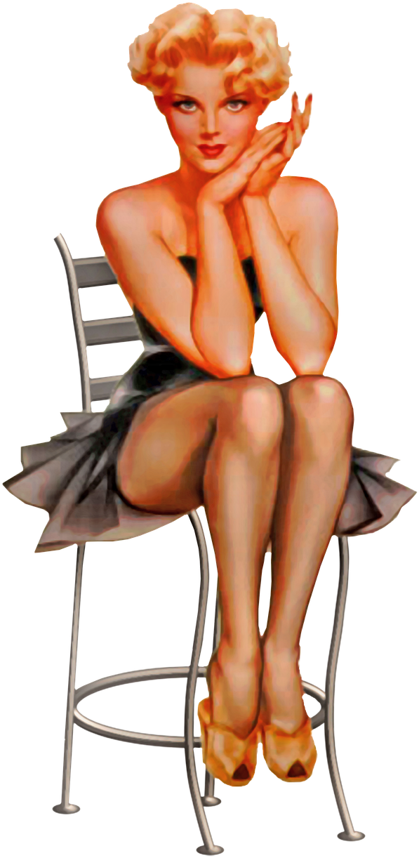 Vintage_ Pinup_ Girl_ Sitting_ On_ Chair