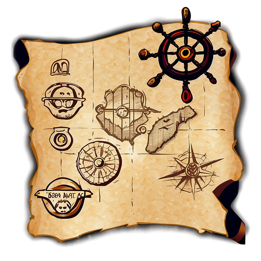 Vintage Pirate Treasure Map PNG 06242024 896x896 PNG image with a transparent background, free high-resolution download