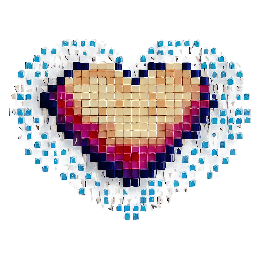 Vintage Pixel Heart Png 37