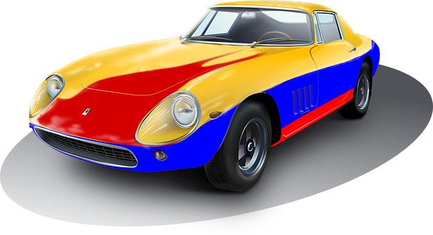 Vintage Racing Car Illustration PNG with transparent background