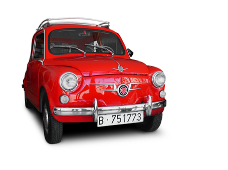 Vintage Red Car Black Background PNG with transparent background