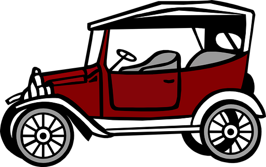 Vintage Red Classic Car Illustration PNG with transparent background