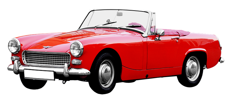 Vintage Red Convertible Sports Car PNG with transparent background