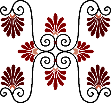 Vintage Red Floral Symmetry Pattern