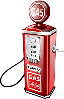 Vintage Red Gas Pump Illustration PNG with transparent background