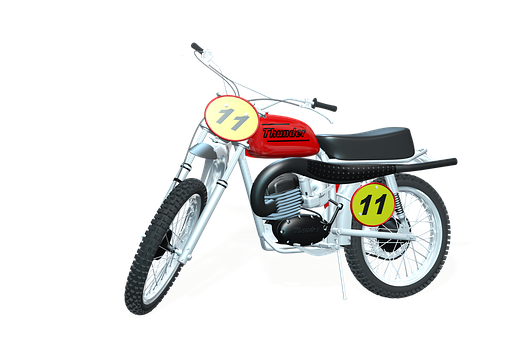 Vintage Red Motorcycle Number11 PNG with transparent background