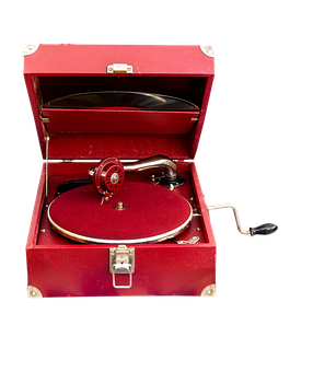 Vintage Red Portable Gramophone