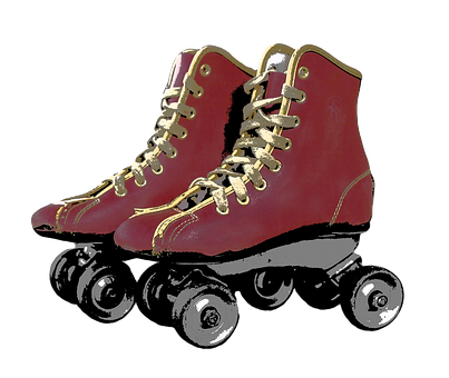 Vintage Red Roller Skates PNG with transparent background
