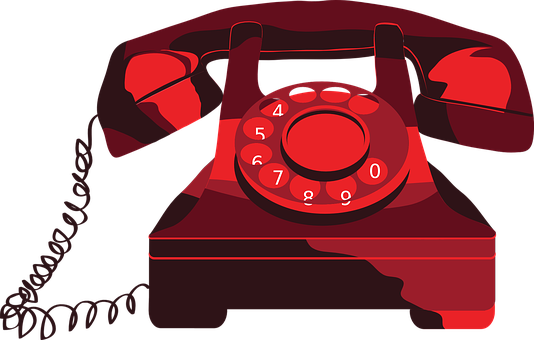 Vintage Red Rotary Phone Illustration PNG with transparent background