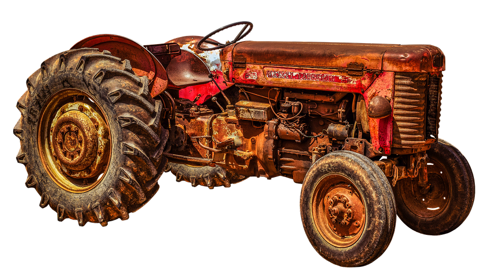 Vintage Red Tractor Isolated PNG with transparent background