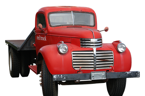 Vintage Red Truck Isolated PNG with transparent background