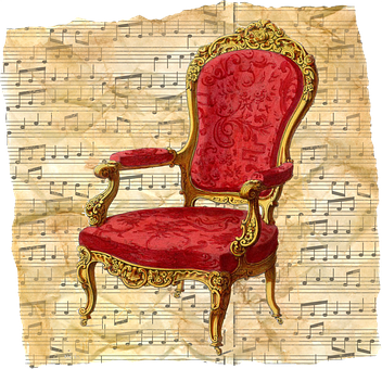 Vintage Red Velvet Chair Musical Background