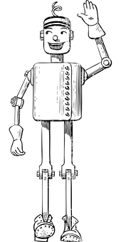 Vintage Robot Illustration PNG with transparent background