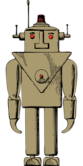 Vintage Robot Illustration PNG with transparent background
