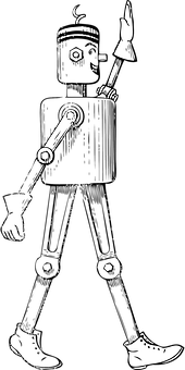 Vintage Robot Silhouette PNG with transparent background