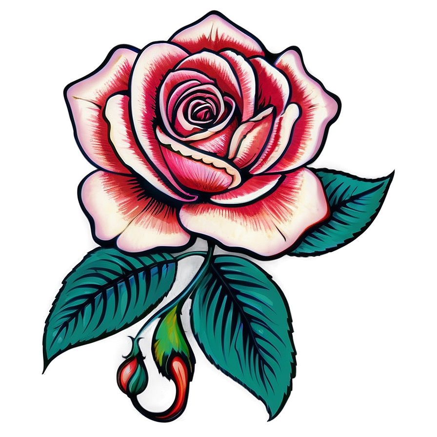 Vintage Rose Tattoo Graphic Png Drc