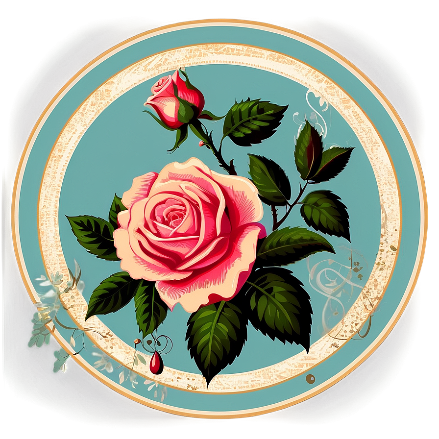 Vintage Rose Vector Graphic Png Tbg14