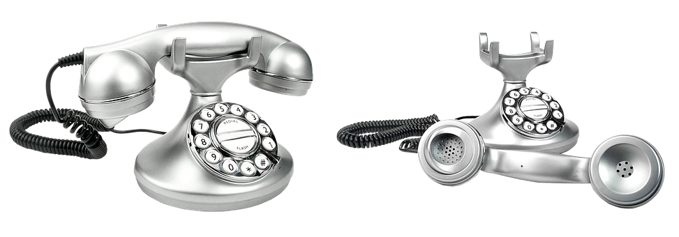 Vintage Rotary Phonesin Blackand White PNG with transparent background