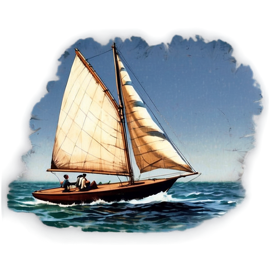 Vintage Sailboat Poster Png Kok