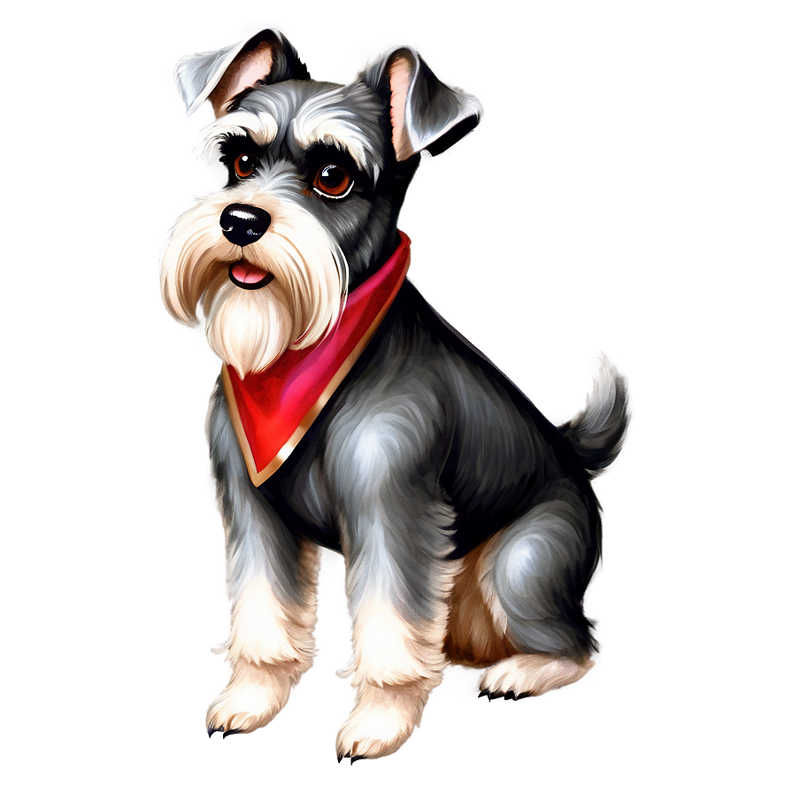 Vintage Schnauzer Illustration Png 06262024