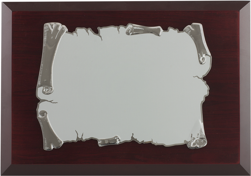 Vintage Scroll Frameon Wooden Background