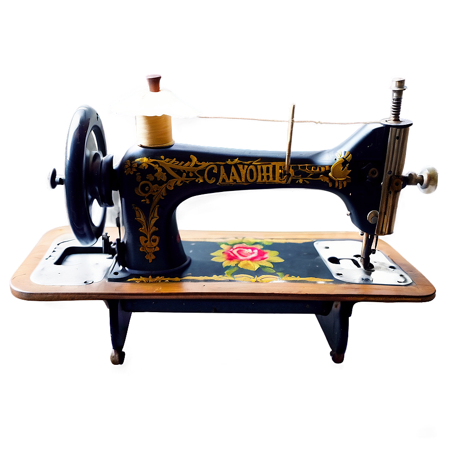 Vintage Sewing Machine PNG 05252024 PNG image with a transparent background, free high-resolution download