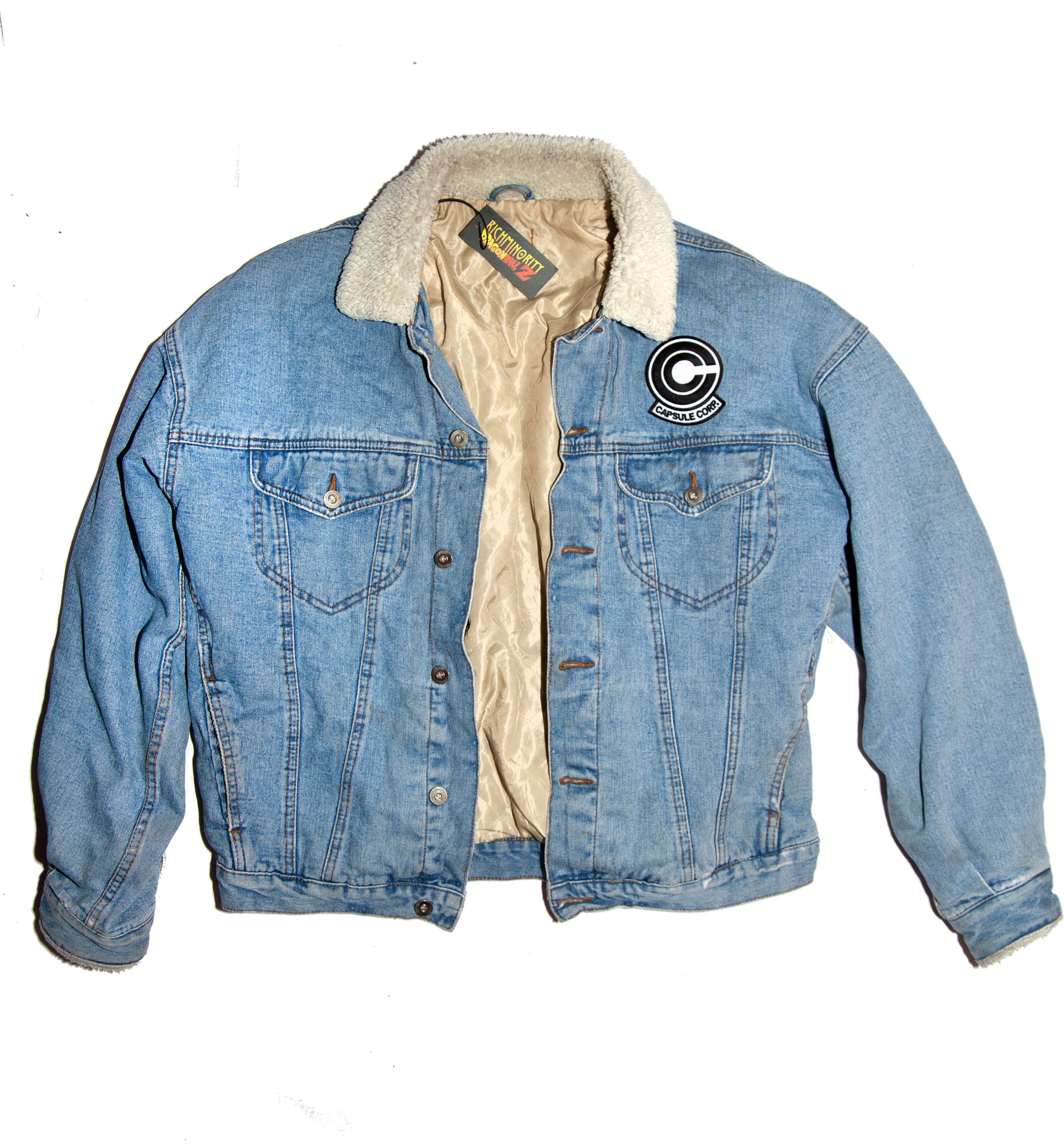 Vintage Sherpa Lined Denim Jacket PNG with transparent background
