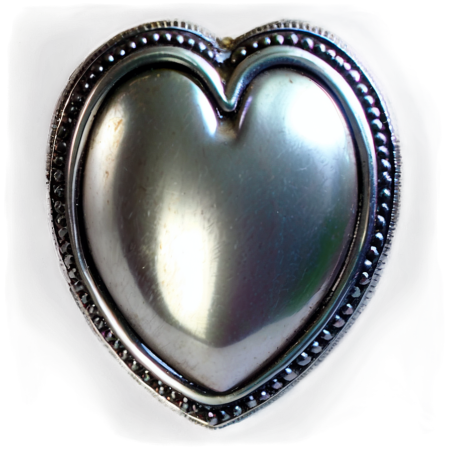 Vintage Silver Heart Png Frb