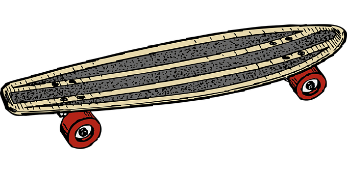 Vintage Skateboard Illustration PNG with transparent background