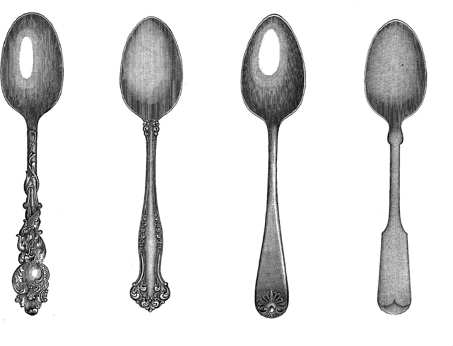 Vector Spoon Black - Vintage Spoon Clip Art, HD Png Download PNG with transparent background