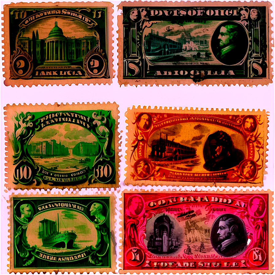 Vintage Stamp Montage Png Cfh