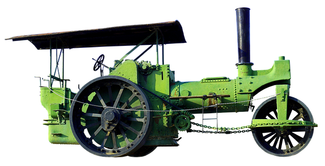 Vintage Steam Tractor Isolated PNG with transparent background