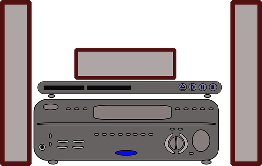 Vintage Stereo System Illustration PNG with transparent background