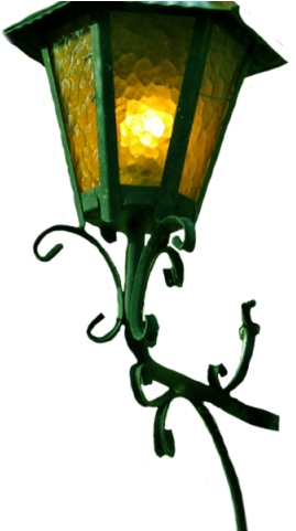 Vintage Street Lamp Glowing