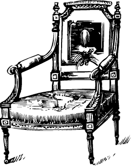 Vintage Style Armchair Illustration PNG with transparent background