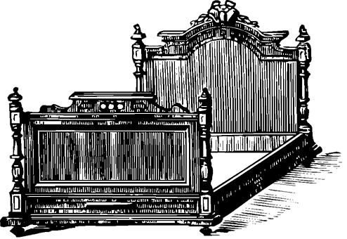 Vintage Style Bed Illustration PNG with transparent background